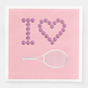 Modernes I-Liebe Tennis Rosa Lila Serviette