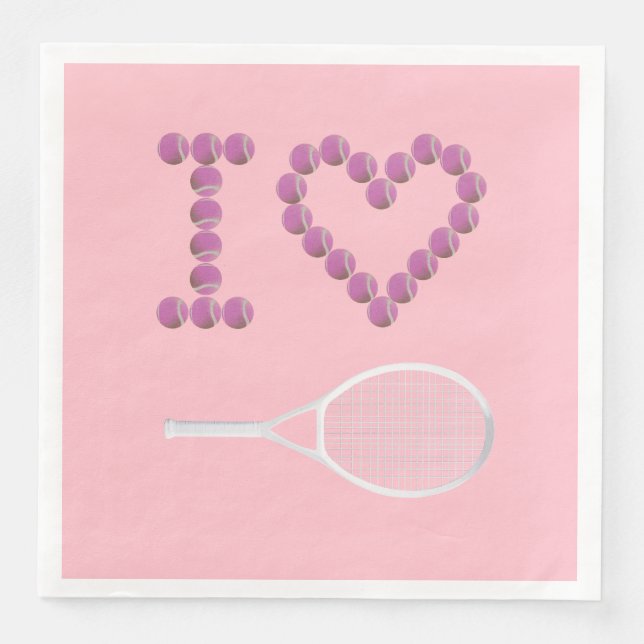 Modernes I-Liebe Tennis Rosa Lila Serviette (Vorderseite)