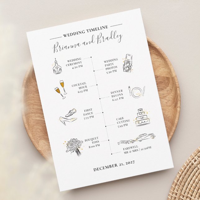 Modernes Icon Hochzeitsprogramm (Wedding Program Modern Icons Card)
