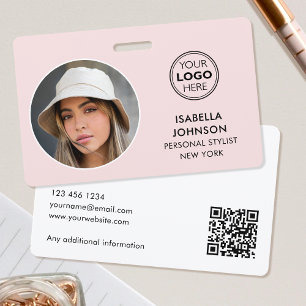 Modernes ID-Foto-Logo QR-Code Rosa Sicherheit Ausweis