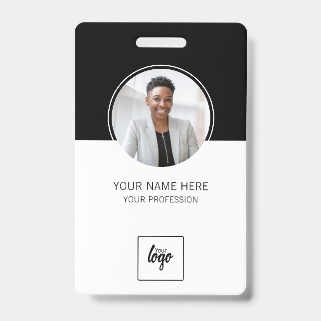 Modernes ID-Logo Mitarbeiter-Foto Personalisiert Ausweis (Vorderseite)