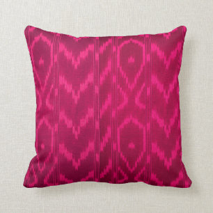 Modernes Ikat-Tribal Zickzack Heißrosa Fuchsia Kissen