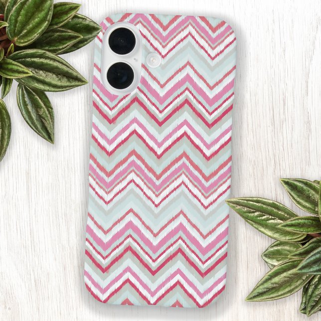 Modernes Ikat Zickzack Stripe Abstrakt Geometric Case-Mate iPhone Hülle (Modern abstract Ikat chevron zigzag geometric stripe cell phone case)