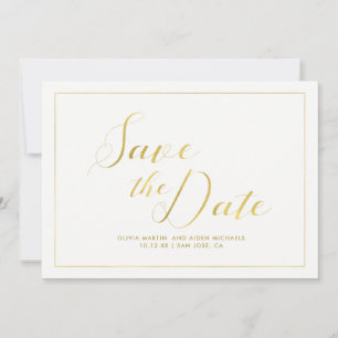 Modernes Imitat-Gold auf Weiß Save the Date