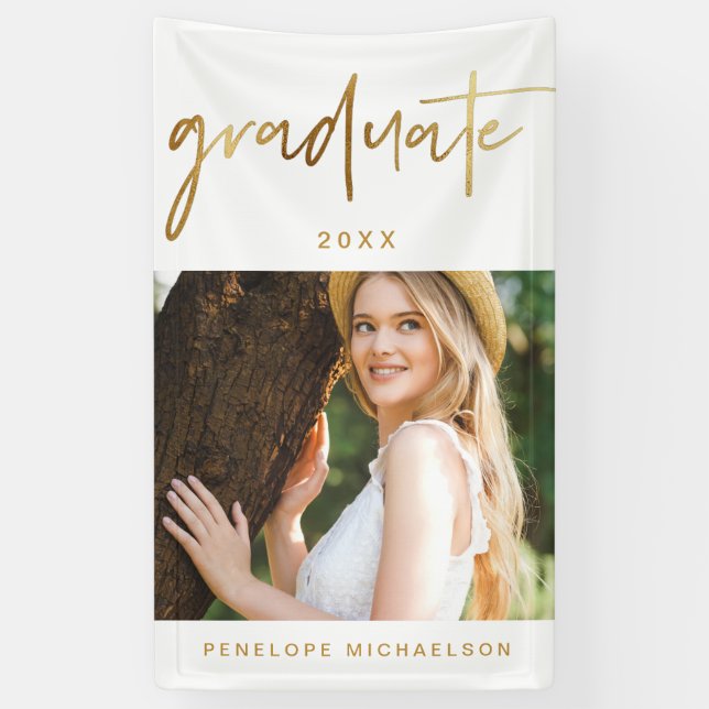 Modernes Imitat Gold Graduate Script Foto Banner (Vertikal)