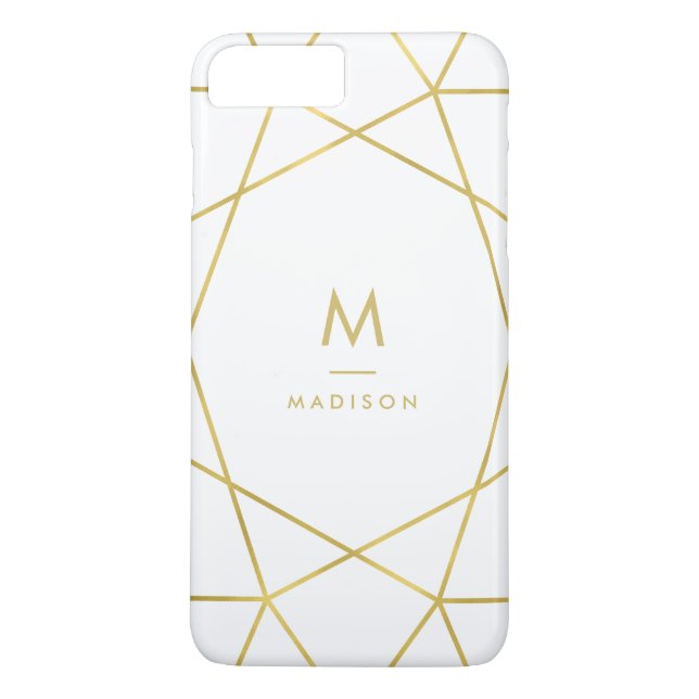 Modernes Imitat-Goldgeometrisches Muster auf Weiß Case-Mate iPhone Hülle (Rückseite)