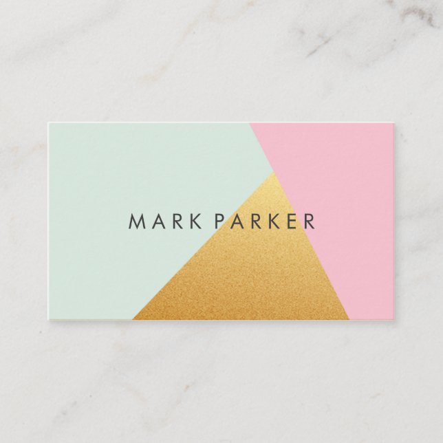 Modernes Imitat-Grün, rosa weißes Visitenkarte (Vorderseite)