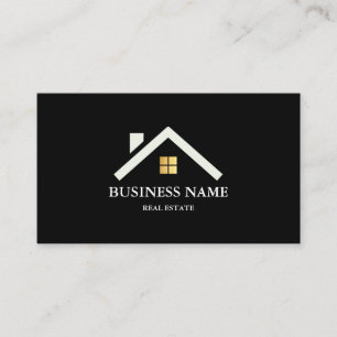 Modernes Immobilien-Haus-Logo Schwarz & Gold Visitenkarte