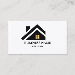 Modernes Immobilien-Haus-Logo Schwarz & Gold Visitenkarte