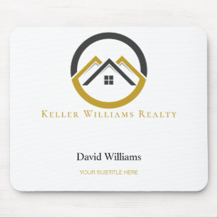 Modernes Immobilien-Weiß- und Gold-Kundenlogo Mousepad