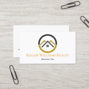 Modernes Immobilien-Weiß- und Gold-Kundenlogo Visitenkarte