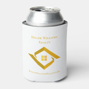 Modernes Immobilien Weiß- und Gold-Logo Dosenkühler
