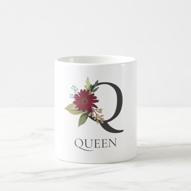 Modernes, individualisierbares Mit Monogramm Blume Kaffeetasse (Mittel)