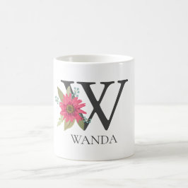Modernes, individualisierbares Mit Monogramm Blume Kaffeetasse