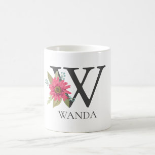 Modernes, individualisierbares Mit Monogramm Blume Kaffeetasse