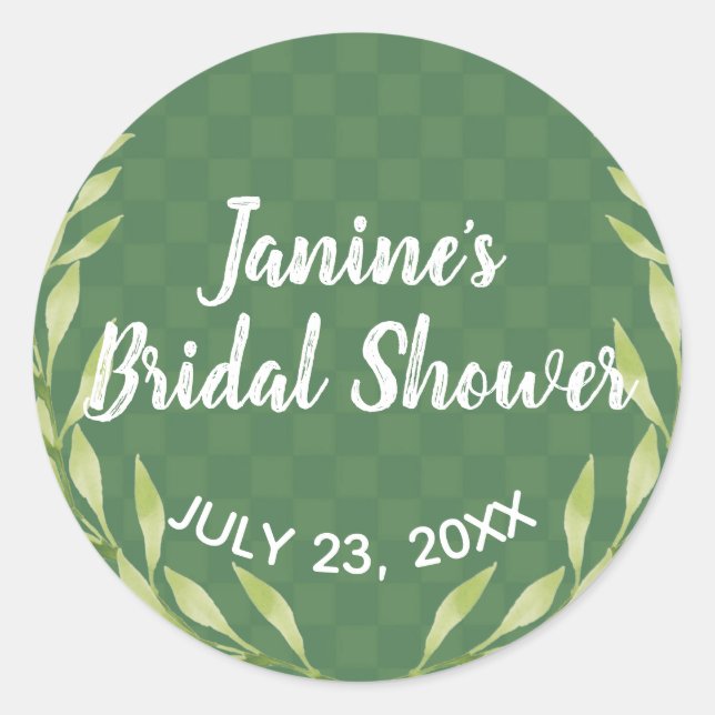 Modernes, individuell anpassbares Green Leaf Kraut Runder Aufkleber (Vorderseite)