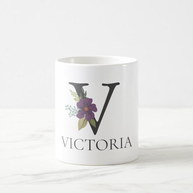 Modernes, individuell anpassbares Mit Monogramm Bl Kaffeetasse (Mittel)