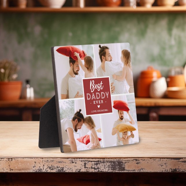 Modernes, individuelles 4-Foto "Best Daddy Ever" Fotoplatte (Von Creator hochgeladen)