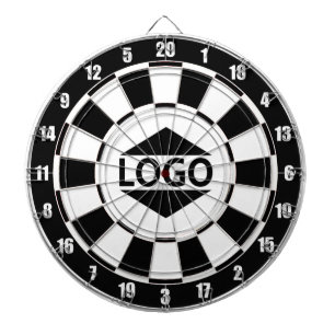 Modernes, individuelles Logo auf Schwarz/Weiß Dartscheibe