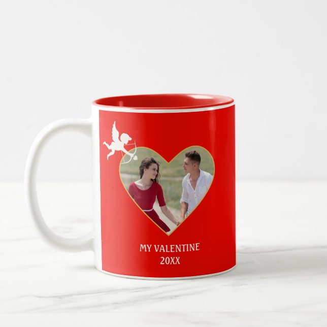 Modernes, individuelles Valentinenkupplung Foto &  Zweifarbige Tasse (Links)