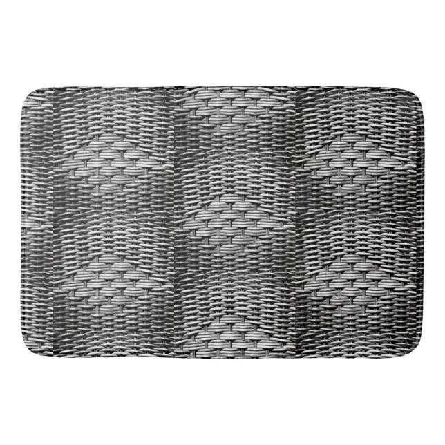 Modernes, industrielles Metal-Weave-Muster Badematte (Vorderseite)