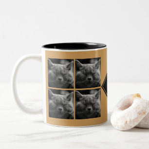 Modernes Initial Letter 8 Square Instagram Foto Zweifarbige Tasse