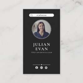 Modernes Instagram Berufliches Schwarzes Foto Visitenkarte