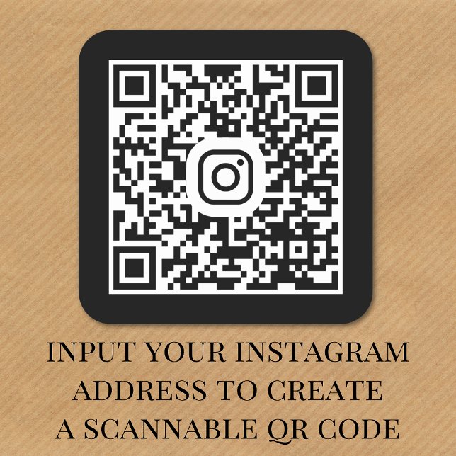 Modernes Instagramm QR Code Black Quadratischer Aufkleber (Our user-friendly template will generate your QR code automatically from your Instagram address)