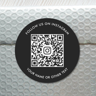 Modernes Instagramm QR Code Black Runder Aufkleber