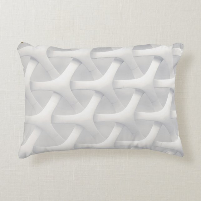 Modernes Interwoven White Accent Pillow Dekokissen (Vorderseite)