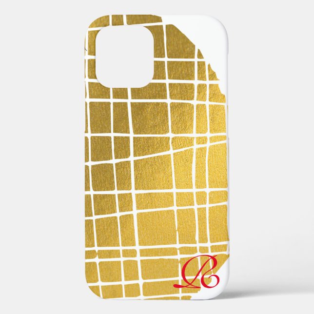 Modernes iPhone-Case für Gold und Monogram Case-Mate iPhone Hülle (Rückseite)
