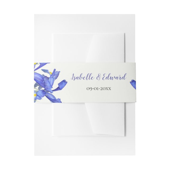 Modernes Irises Floral Bouquet Wedding Einladungsbanderole (Vorderseite Beispiel)