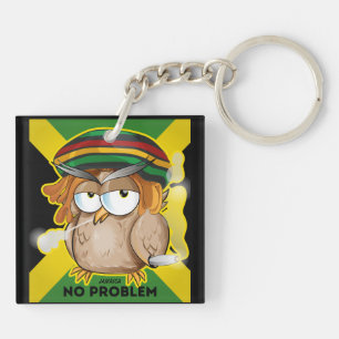 Modernes Jamaika kein Problem Funny Owl Räuchen Schlüsselanhänger
