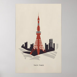Modernes Japan-Plakat – Tokyo Tower Minimalistisch Poster