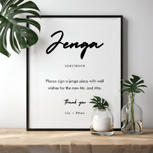 Modernes Jenga Wedding Guest Book Sign Poster