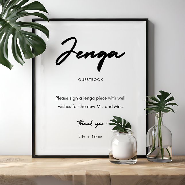 Modernes Jenga Wedding Guest Book Sign Poster (Von Creator hochgeladen)