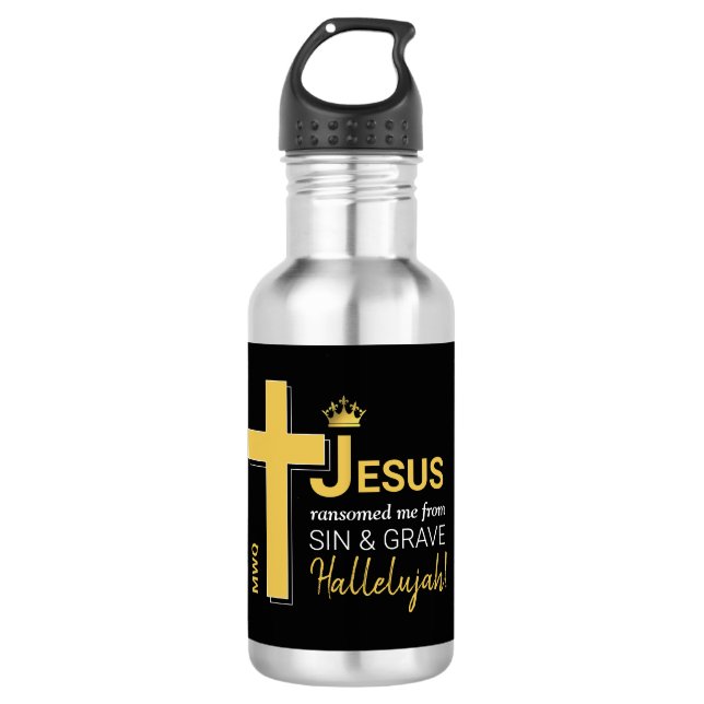 Modernes JESUS RANSOMED ME Christlich Edelstahlflasche (Vorderseite)
