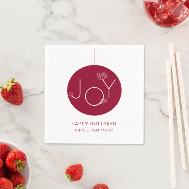 Modernes Joy Ornament Happy Holidays Papier Napkin Serviette (Beispiel)