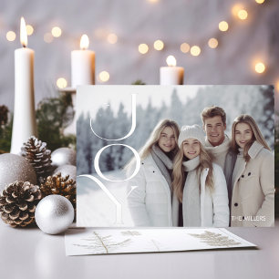 Modernes Joy Silver Minimal Elegante 1 Foto Famili Folien Feiertagskarte