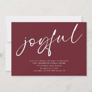 Modernes Joyful Script Weihnachts-Party Burgund Einladung