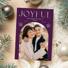 Modernes Joyful Snowflake Lila Arch Foto Feiertagskarte