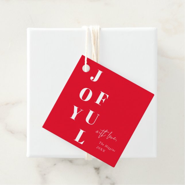 Modernes Joyful Typ Red Weihnachtsgeschenk Geschenkanhänger (Beispiel)