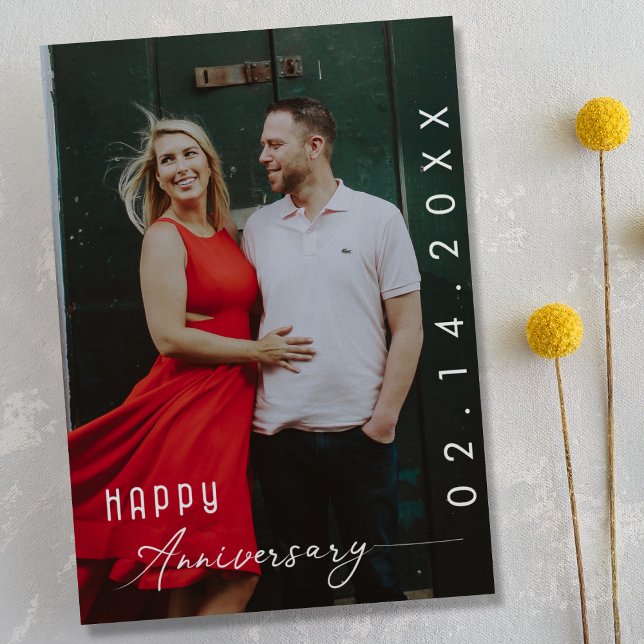 Modernes Jubiläum-Foto mit stilvollem Script Ankündigung (Anniversary Photo With Stylish Script  Announcement )