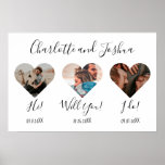 Modernes Jubiläum nennt Liebe Geschenk Foto Poster<br><div class="desc">Cherish und feiern Sie die wichtigsten Momente Ihrer Beziehung mit diesem Poster zeigen 3 Herzen,  3 Foto und Daten des Tages,  den Vorschlag Tag und Hochzeit. Fügen Sie Ihren Namen in dieser modernen und eleganten Kalligraphie hinzu. Ein perfektes Hochzeitsgeschenk .</div>