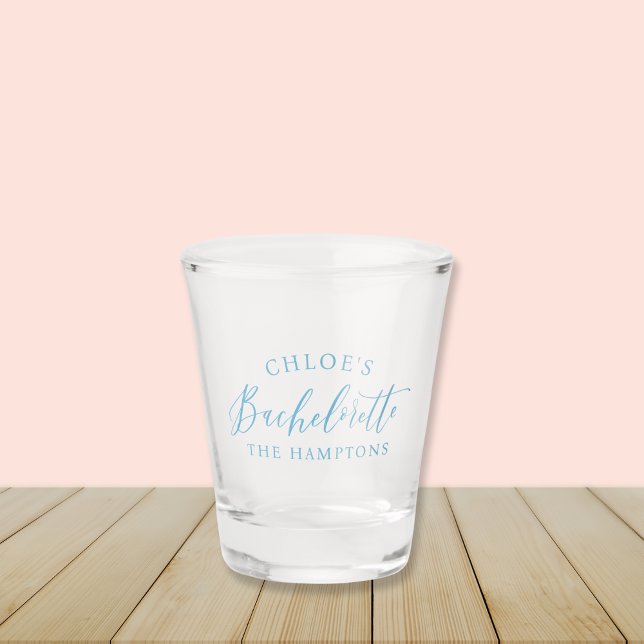 Modernes Junggeselinnen-Abschied-Shootglas Schnapsglas (Last Toast on the Coast custom shot glass | bridesmaid gifts for beachy bachelorette party )