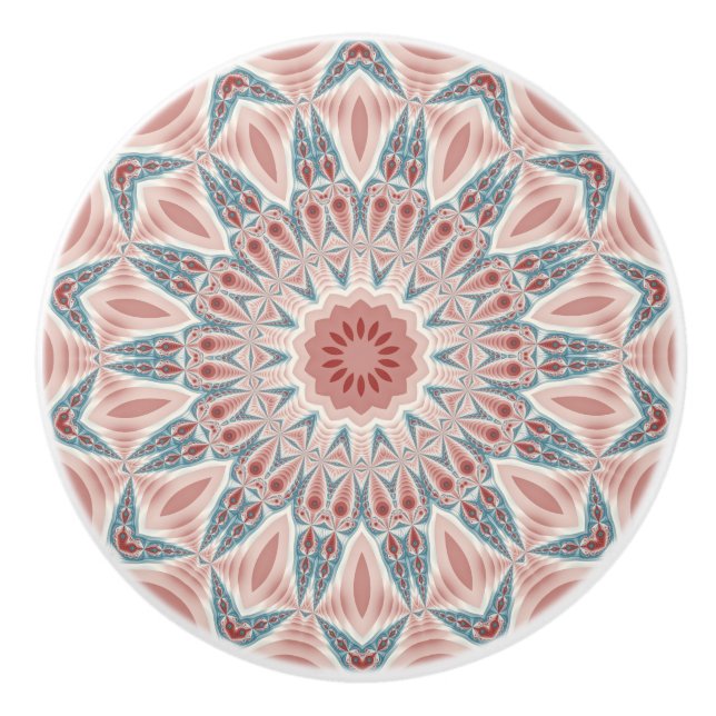 Modernes Kaleidoskop Mandala Fraktal Kunst Keramikknauf (Vorderseite)