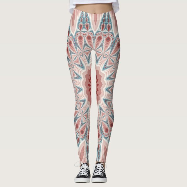 Modernes Kaleidoskop Mandala Fraktal Kunst Leggings (Vorderseite)