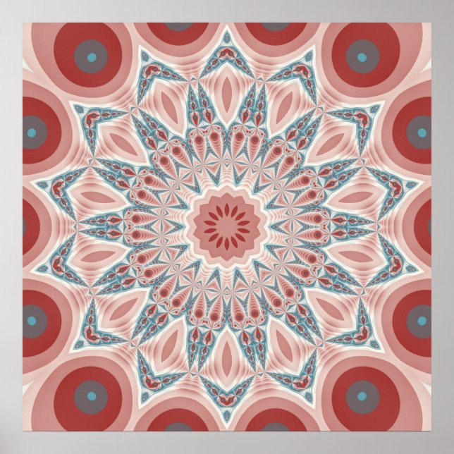 Modernes Kaleidoskop Mandala Fraktal Kunst Poster (Vorne)