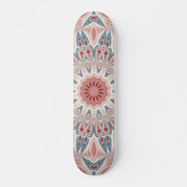 Modernes Kaleidoskop Mandala Fraktal Kunst Skateboard (Vorne)