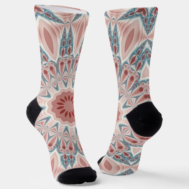 Modernes Kaleidoskop Mandala Fraktal Kunst Socken (Gewinkelt)
